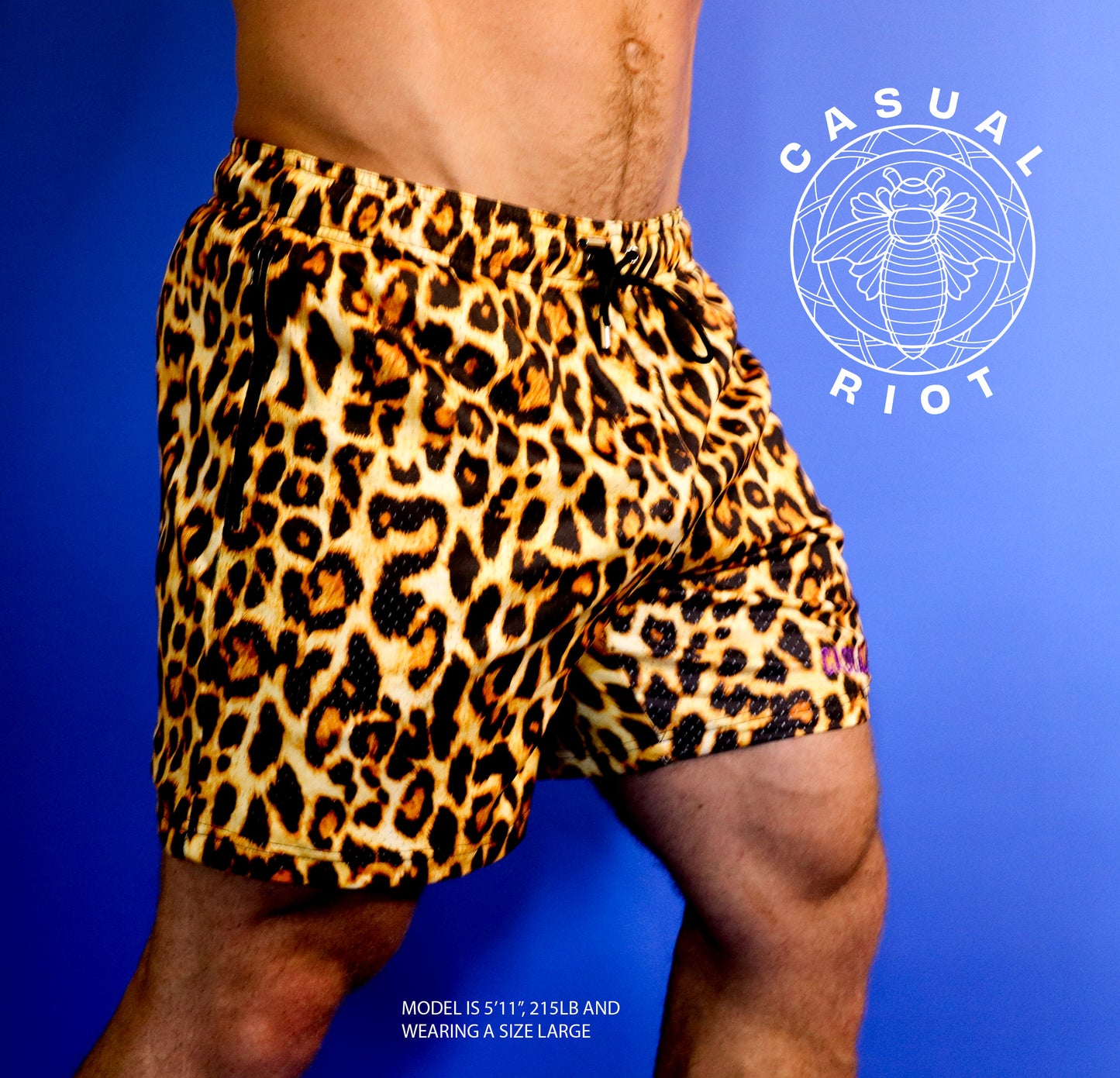 DOUBLE MESH SHORTS-LEOPARD